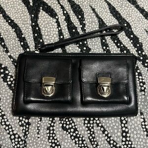 WILSONS LEATHER Black Leather Wristlet